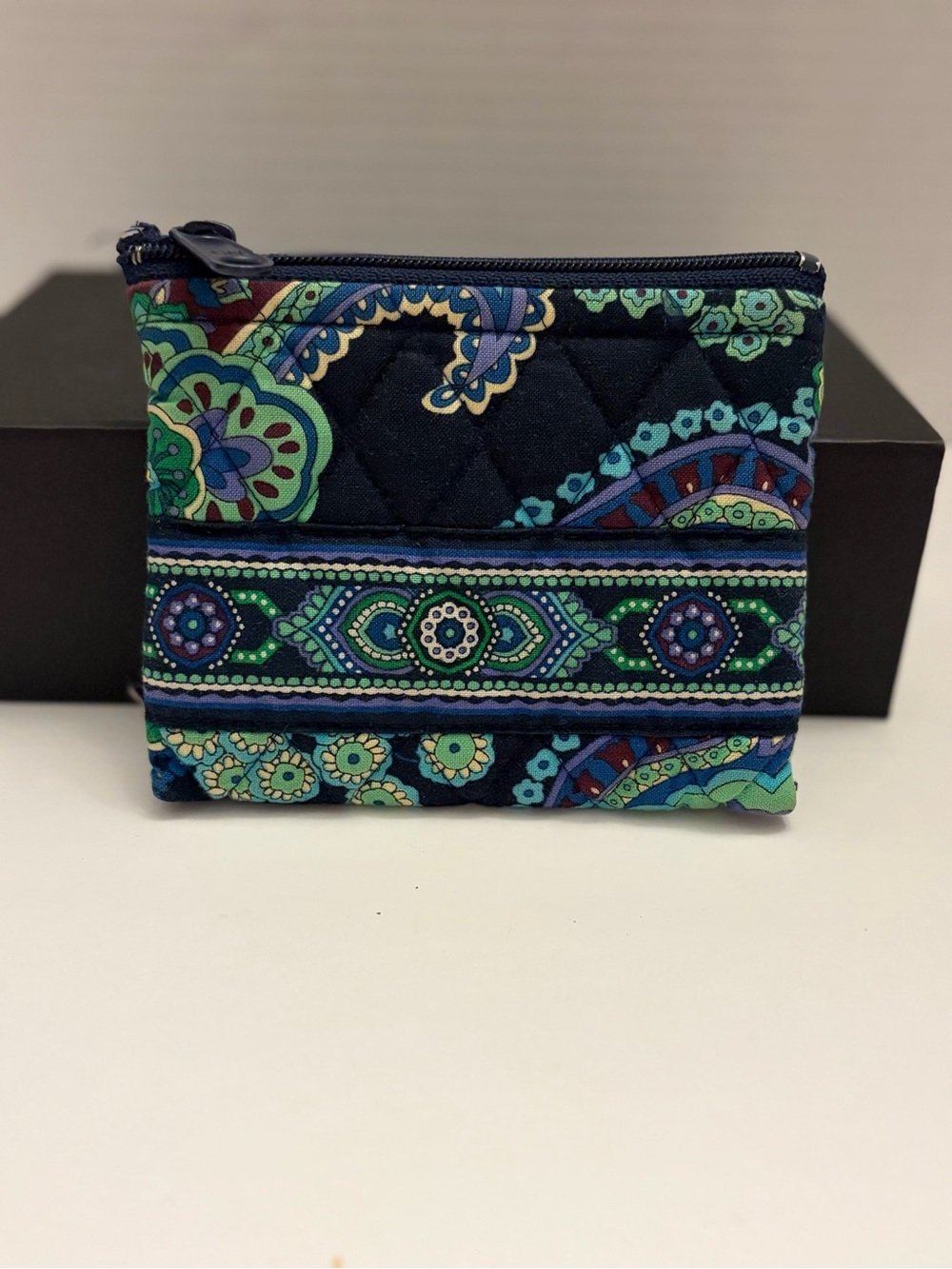 Vera Bradley Quilted Coin Purse ID Case Blue Rhapsody Paisley -  preowned -good
